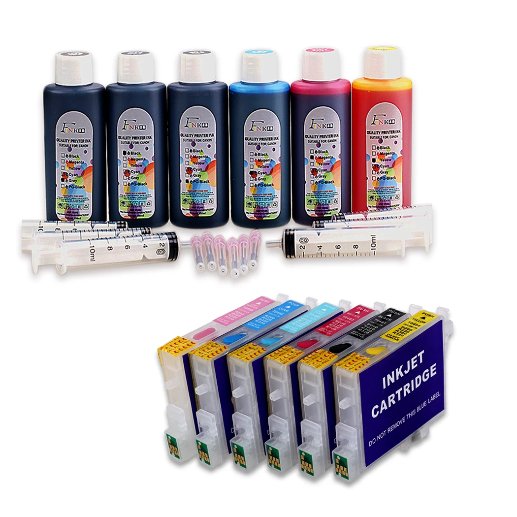 T0487 Перезаряжаемые пополнения чернил комплект работать с Epson stylus Photo R200 R220 R300 R300M R320 R340 RX500 RX600 RX620 RX640 принтер