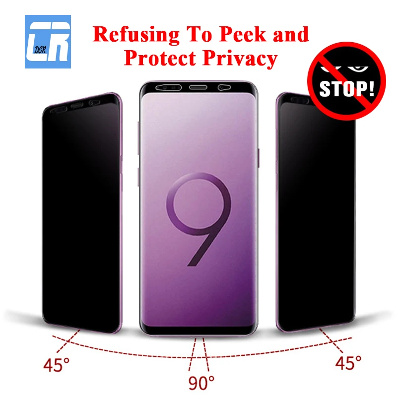 3D Full Curved Anti Spy Tempered Glass for Samsung Galaxy S20 S10 S9 S8 Plus Note 8 9 10 Plus Protect Privacy Screen Protector