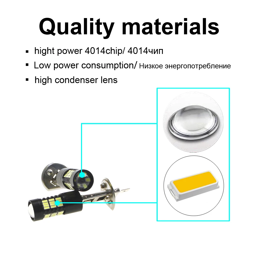 KEIN 2pcs Super Bright H1 led fog light 54smd car Lights 4014 Daytime Running DRL auto Vehicle External lights Day Driving 12V | Автомобили