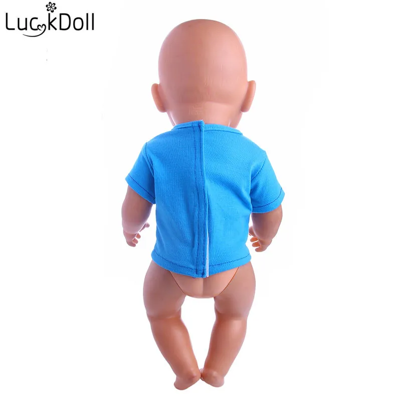 LUCKDOLL синяя футболка размер 18 дюймов американский 43 см Детская кукла одежда