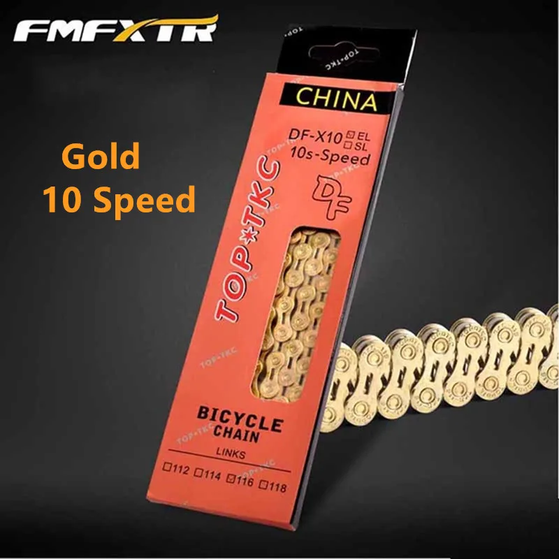 Gold 10 9/10/11 Скорость Сверхлегкий цепь для дорожного велосипеда с переменной цепь для скоростного велосипеда горные велосипеды цепи для Велосипедный спорт на открытом воздухе аксессуары - Цвет: Gold 10