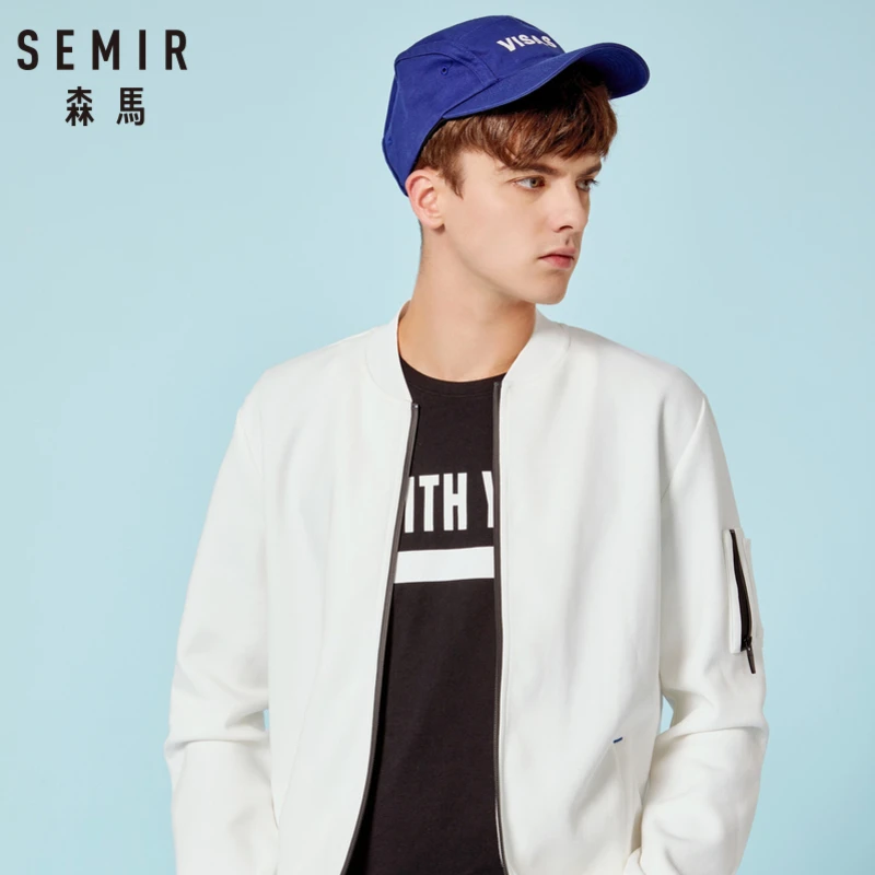 Бейсбольная куртка SEMIR для мужчин спортивная на молнии с наклонным карманом и