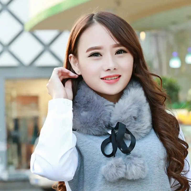 Теплый зимний женский шарф из искусственного меха пушистый шаль для шеи в