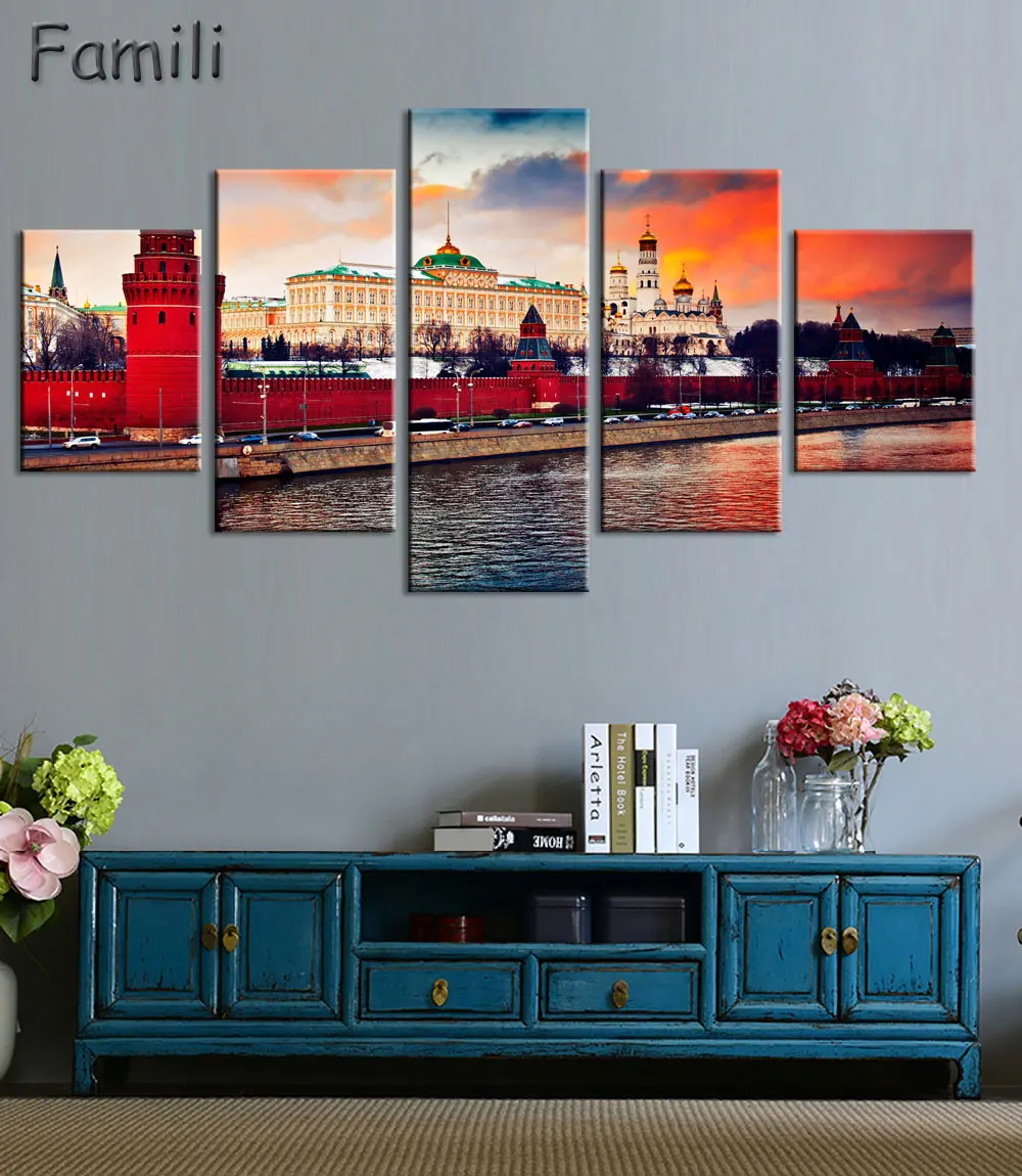 45Pieces New High Quality Russia Moscow Kremlin Art Prints Canvas Painting By City Picture Digital Purple Oil Style No Unframedl | Дом и сад