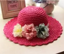 Соломенная шляпа для девочек с цветами и защитой от солнца летняя пляжная шапка