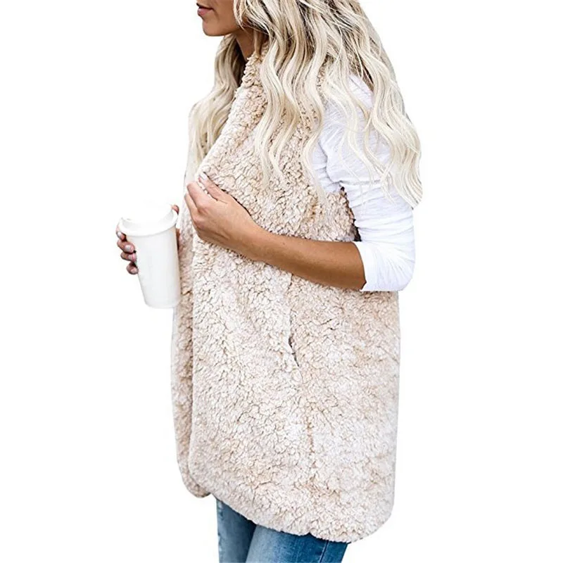 Women Fleece Cardigan Sweater Fluffy Hooded Plus Size 3XL Sherpa Vest Female Autumn Winter Streetwear |