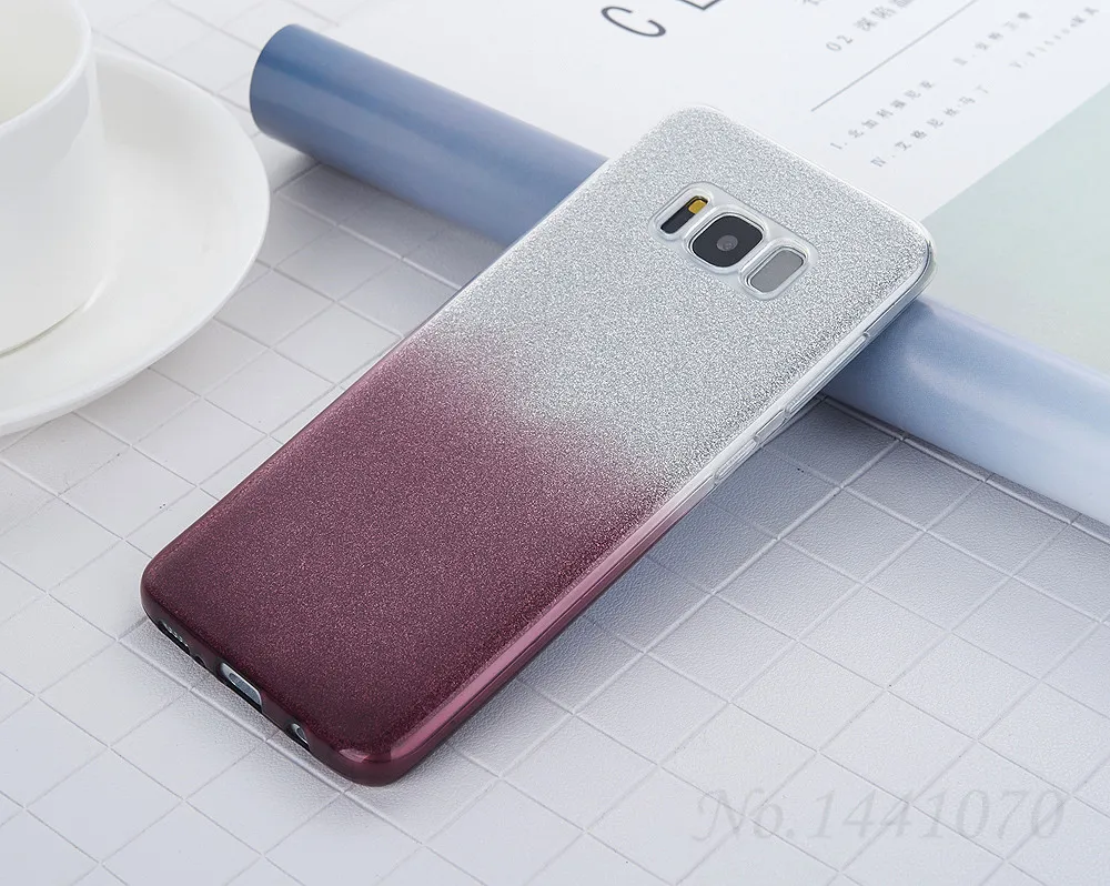 Тонкий чехол с блестящим градиентом для samsung Galaxy S8 S9 плюс S6 S7 край A3 A5 A7 J3 J5 J7 A8 Мягкая обложка для телефона из силикона и ТПУ