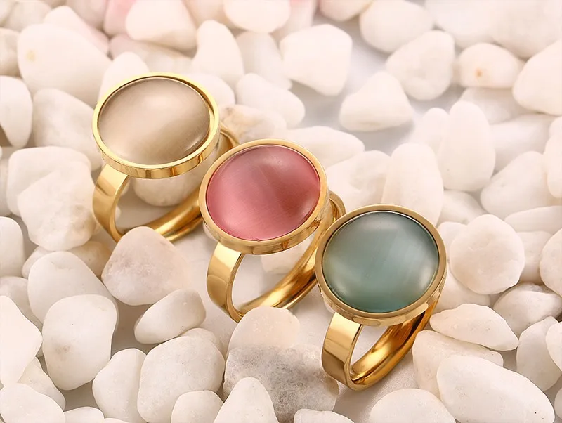 3 colors opal women ring Wedding Band Engagement Rings for Couples Stainless Steel High Quality Anniversary Gift G0468 | Украшения и