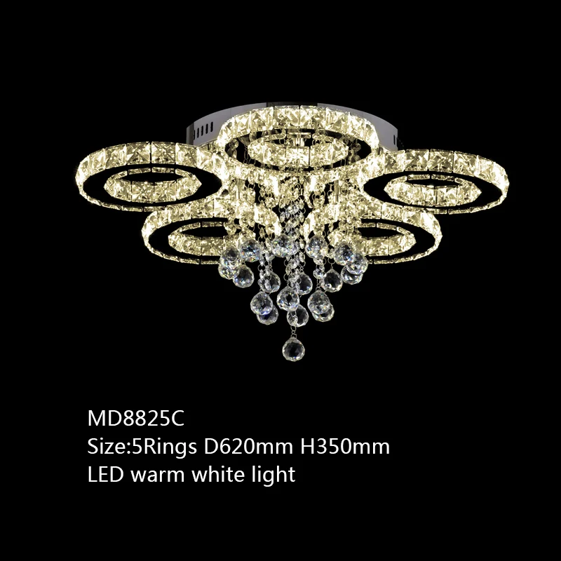 D620 H350mm L5 warm Дизайн, Хрустальный потолочный светильник, Алмазный светодиодный хрустальный светильник для столовой, гостиной, кольцевые круглые люстры, Lamparas de techo Home - Цвет корпуса: D620 H350mm L5 warm