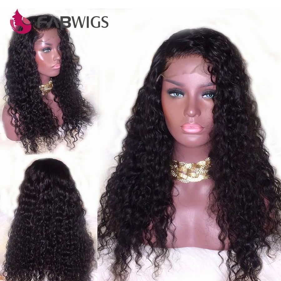 Fabwigs 13X6 глубокая Часть бразильские кудрявые кружевные передние человеческие волосы парики предварительно выщипанные волосы remy парик с детскими волосами отбеленные узлы