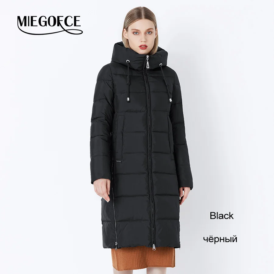 201 Black MIEGOFCE Зимнее ветрозащитное пальто био-пух стоячий воротник с капюшоном зимняя куртка высокого качества распродажа зимней коллекции - Цвет: 201 Black