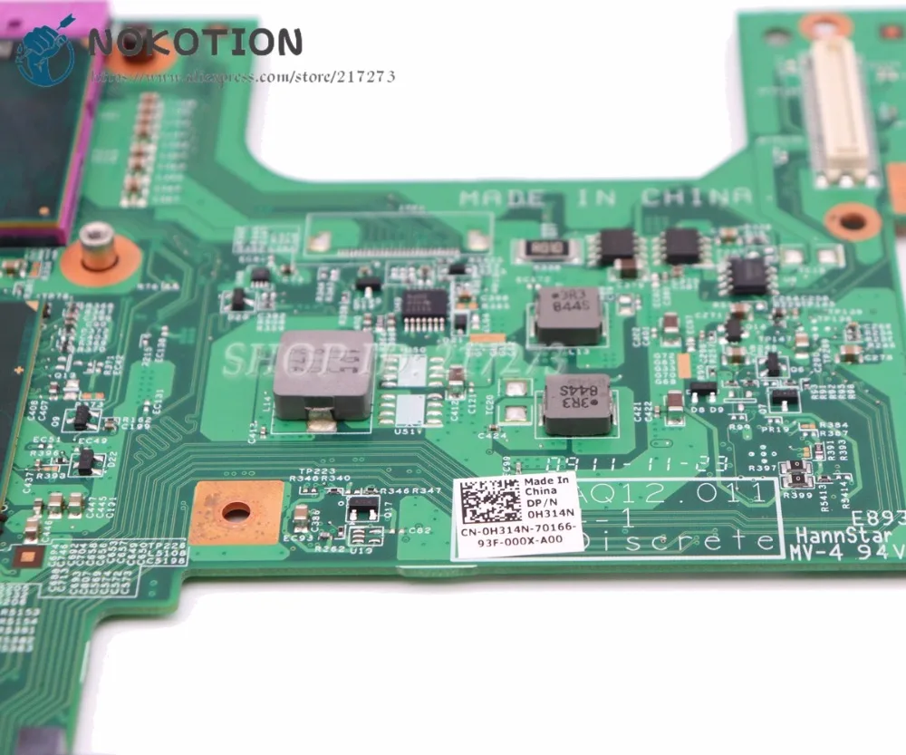 NOKOTION материнская плата для ноутбука Dell inspiron 1545 Материнская плата ноутбука PM45 HD4570M DDR2 H314N 0H314N CN-0H314N 48.4AQ12.011 Процессор