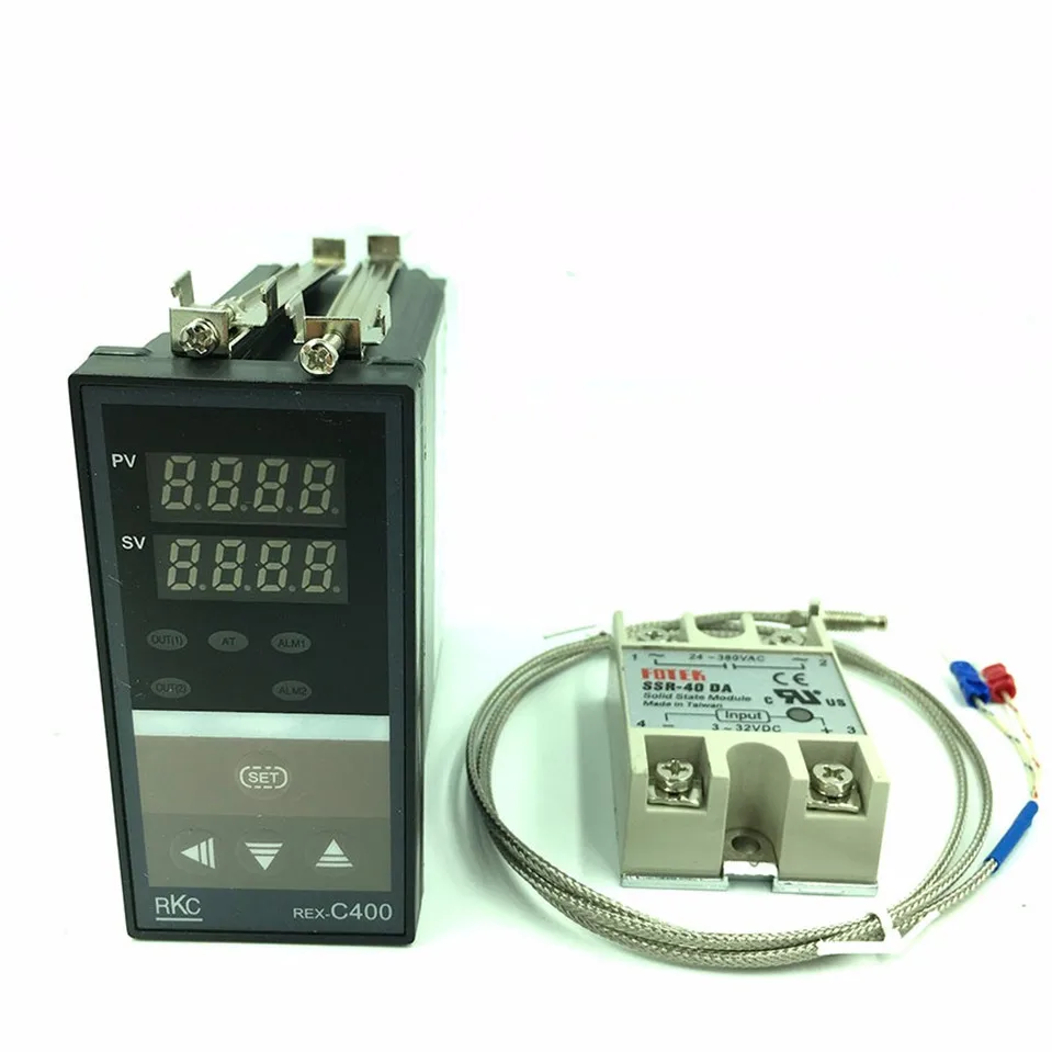 Digital RKC PID Temperature Controller Thermostat REX-C400 (SSR Output)+K type thermocouple+Max 40A SSR relay free shipping | Инструменты