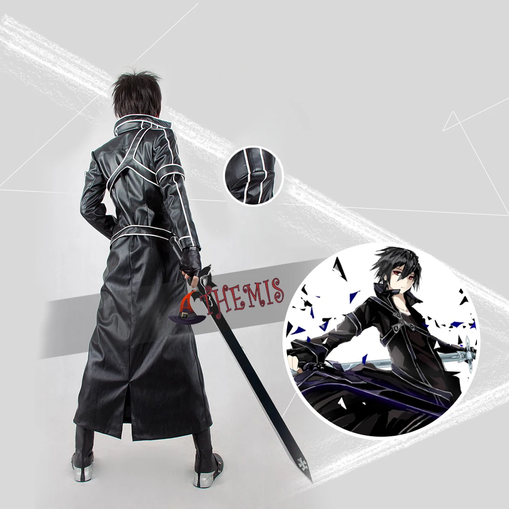Athemis Sword Art Online Kirito Leather Cosplay Costume High Quality Any Size Outfit Custom Made