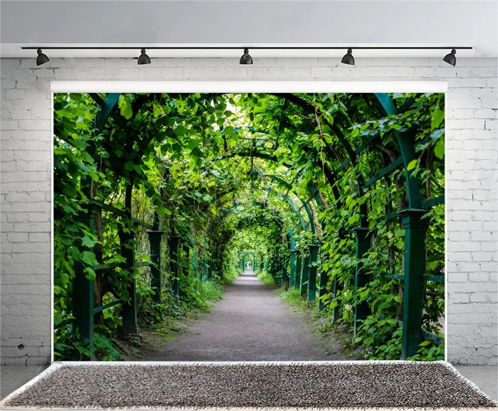 Laeacco Park зеленые листья Арка пассаж живописные фотографии фоны индивидуальные