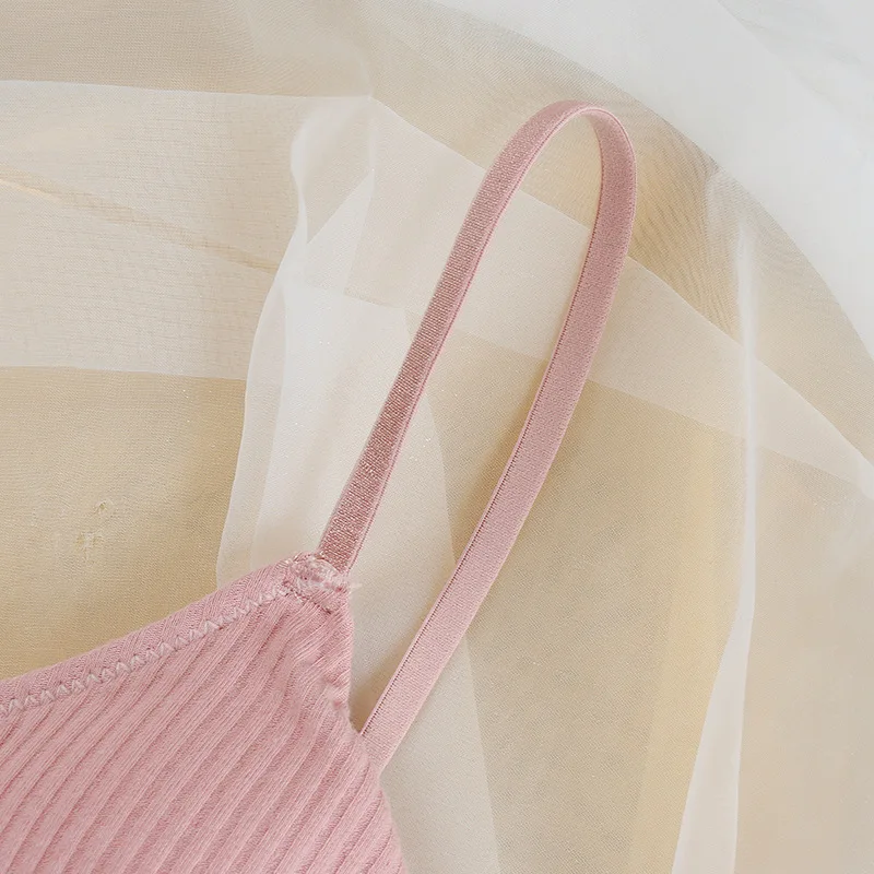 Пуш-ап Беспроводной бюстгальтер пикантные удобные Bralette комплект хлопок нижнее белье с подкладками костюмы оборками снизу, Трусики-бикини белье с низкой посадкой