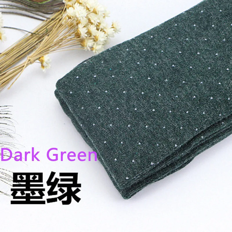 Dark Green Модные женские зимние термо кашемировые леггинсы топ продаж Сверкающее в горошек Дизайн Жаккардовый вязаный черный длиной до щиколотки леггинсы 7BA122 - Цвет: Dark Green