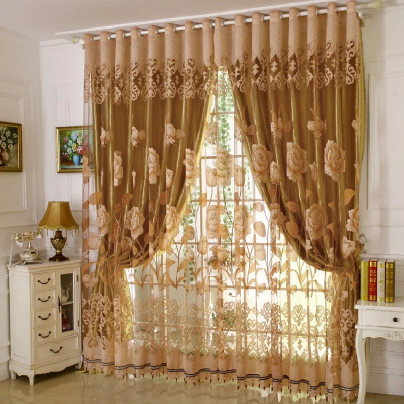 1 шт. занавеска и тюль роскошная выгорающая оконная штора набор для гостиной