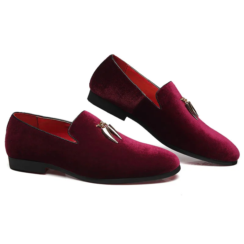 2019 Men Velvet Loafers Slip-on Flats Gold Tooth Decoration Plus Size EU37-48 Casual Shoes Black Burgundy Royal Blue | Обувь