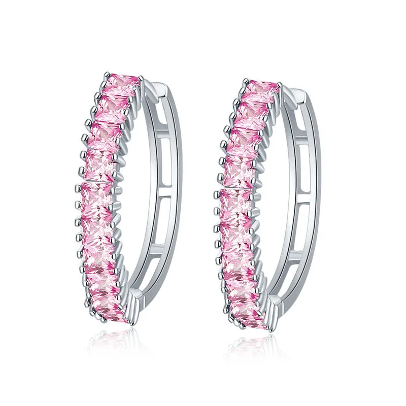 Pink UMODE, 7 цветов, кубический цирконий, круглые Висячие серьги для женщин, висячие серьги, модные свадебные украшения, подарки, Роскошные бренды UE0582B - Окраска металла: Pink