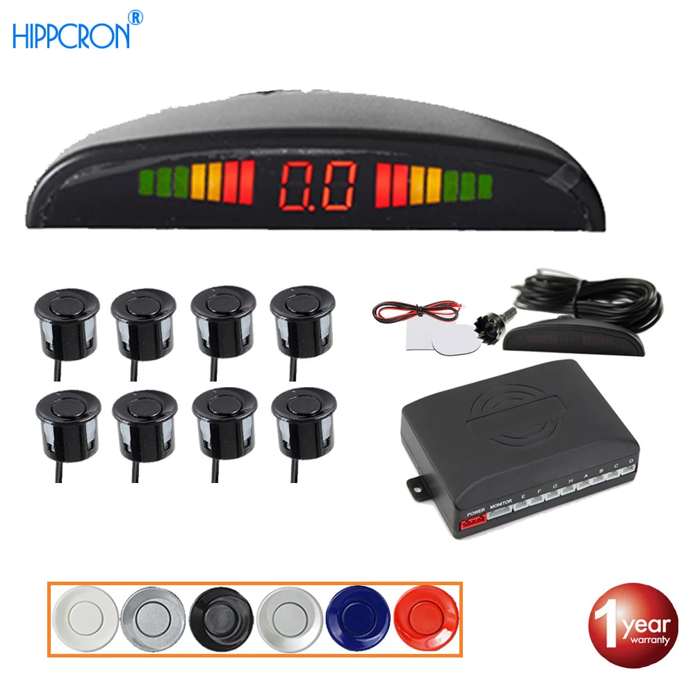 Hipppcron комплект автомобильных датчиков парковки 8 датчиков s 22 мм подсветка lcd/светодиодный дисплей обратный резервный Радар монитор детектор системы 6 цветов