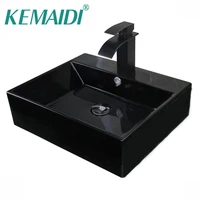 kemaidi modern rectangular bathroom shampoo black ceramic round countertop bowl sinks vessel basins pop up drain bathroom sinks