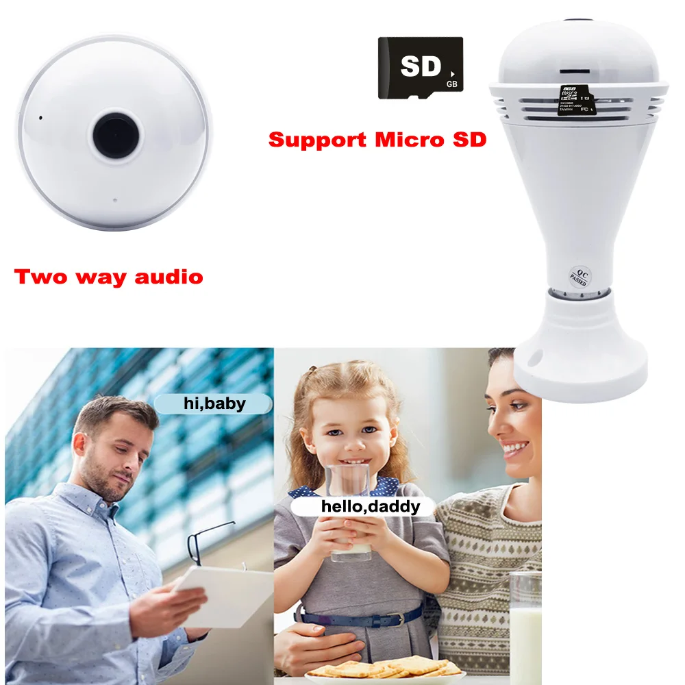 Лампа Wi Fi камера 360 ° с Bluetooth динамиком цветная лампочка IP безопасности 960P