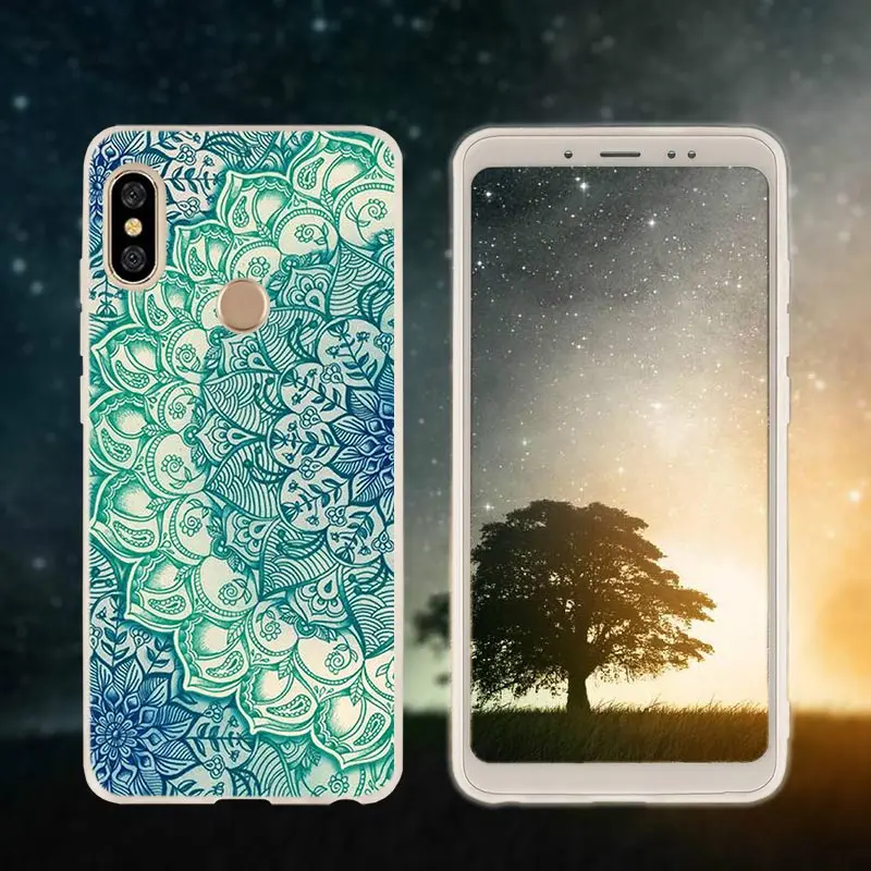 Silicone 14 Чехол для телефона для Xiaomi redmi Примечание 8 iPhone 7 6 plus 5 iPad Pro Чехол redmi 7 8 6pro 6a s2 5a 4a 4x y3 5plus 7A Винтаж Мандала с цветочным узором - Цвет: Silicone 14