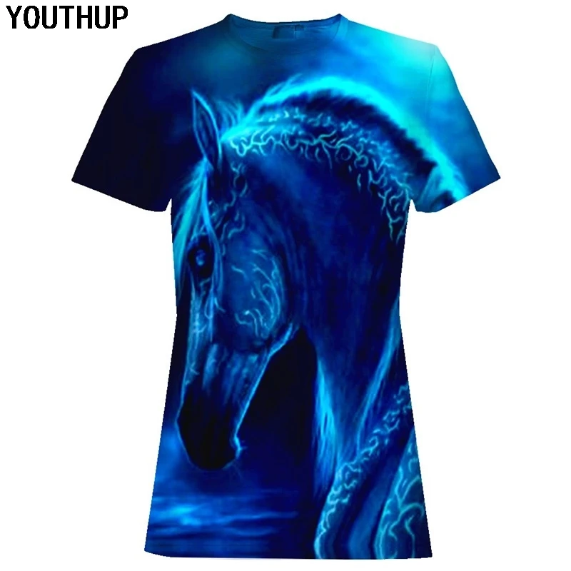 

Мужская футболка YOUTHUP, модная летняя футболка с коротким рукавом и 3D-принтом лошади, крутая 3d-футболка с полным покрытием, 2020