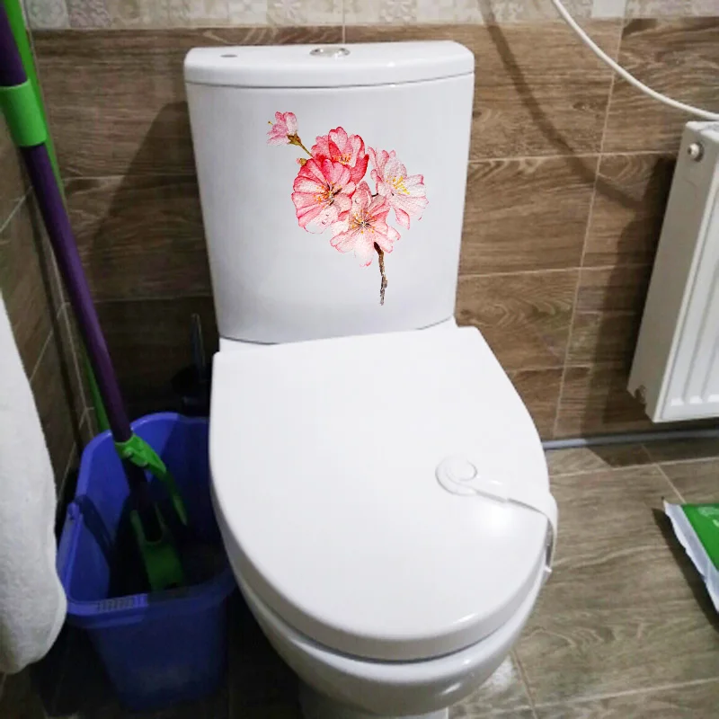 YOJA 19.5*24CM Creative Hand Drawn Cherry Blossom Bedroom Wall Sticker Bathroom Toilet T1-0438 | Дом и сад