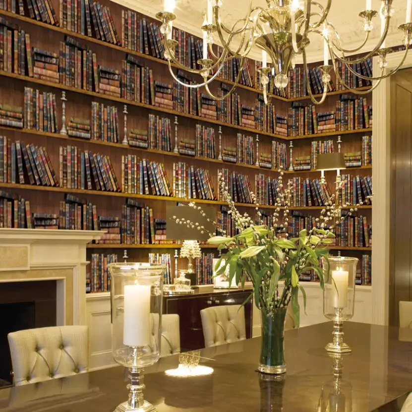 Винтажные обои в стиле ретро с книжной полкой самоклеящиеся из ПВХ для украшения