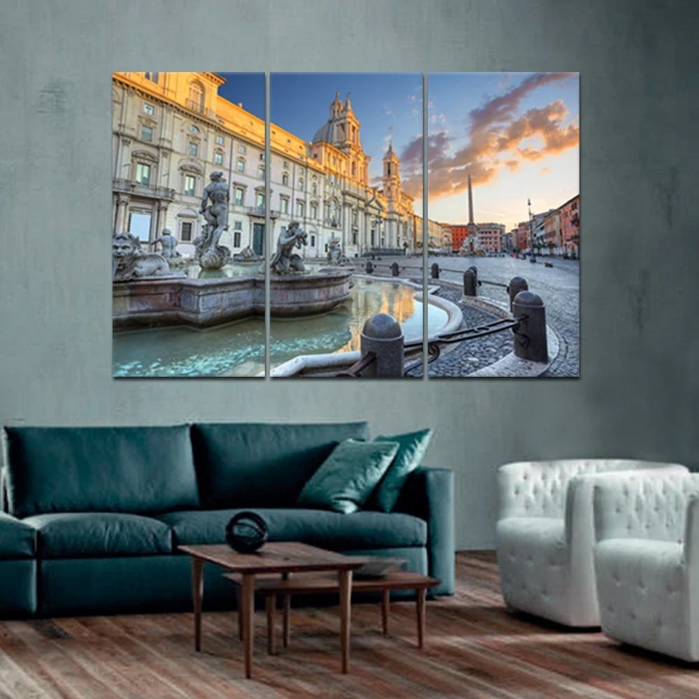 3 Панели холст живопись городское здание пейзаж настенная Современная печать