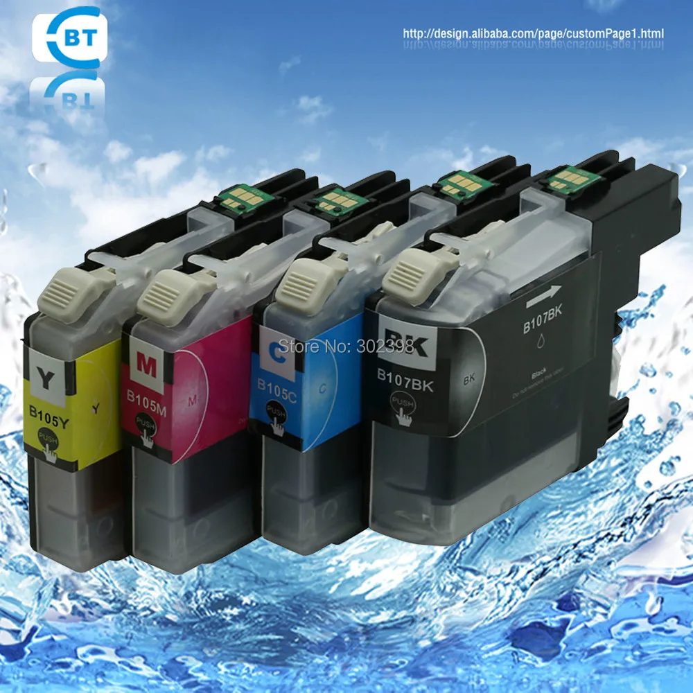 4 шт. совместимый картридж brother LC107bk /LC105 для фотографий/J4410DW/J4510DW/J4610DW/J4710DW/J6520DW