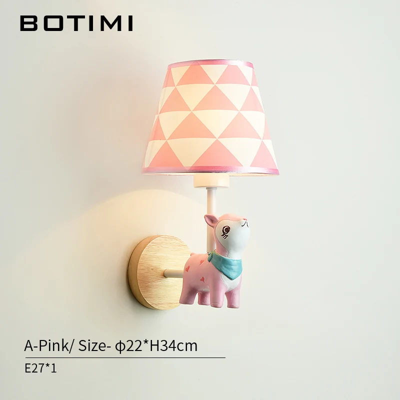 A-Pink BOTIMI светодиодный настенный светильник с героями мультфильмов, детский настенный светильник, настенные светильники для девочек, прикроватные светильники для мальчиков, настенный светильник для детской комнаты - Цвет абажура: A-Pink