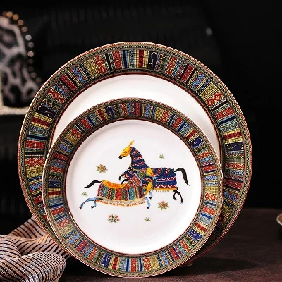 set of 2 pcs trays C Фарфоровые тарелки ужин 2 шт./компл. ужинная тарелка из тонкостенного фарфора столовые сервизы посуда набор Услуги тарелки ужин - Цвет: set of 2 pcs trays C