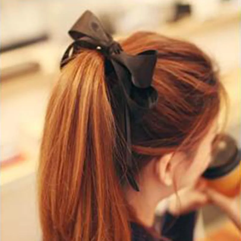 Лидер продаж резинки для волос тиара атласная лента с бантом резинка держатель