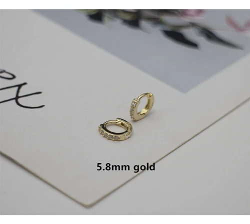 1 pair gold 5.8mm Новые серьги из стерлингового серебра 925 пробы, модные маленькие серьги, кольцо для ушей, Пряжка для ушей, белые, черные, простые серебряные ювелирные изделия для девочек и мальчиков - Окраска металла: 1 pair gold 5.8mm