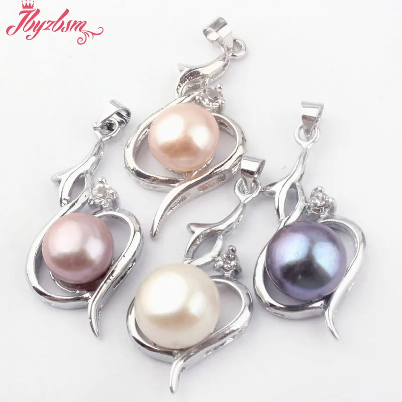 

10mm Natural Round Freshwater Pearl Gem Stone Beads,White Tibetan Silver Women Pendant 1 Pc 18x30mm,Wholesale Free Shipping