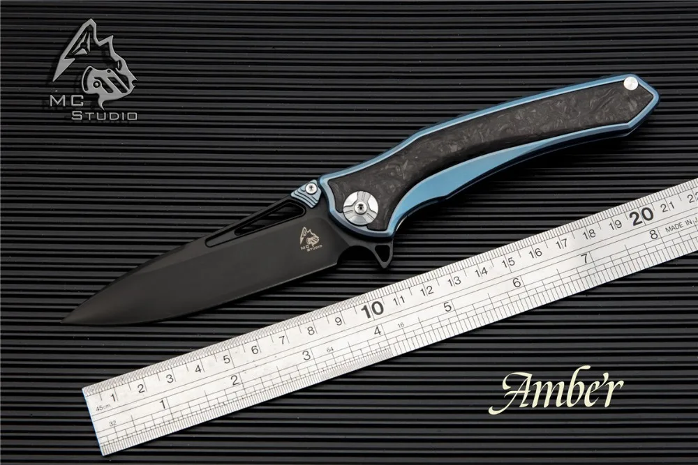 MAXACE &amp Полуночный Кот Янтарный складываемый карманный нож Флиппер VANADIS-10 сталь