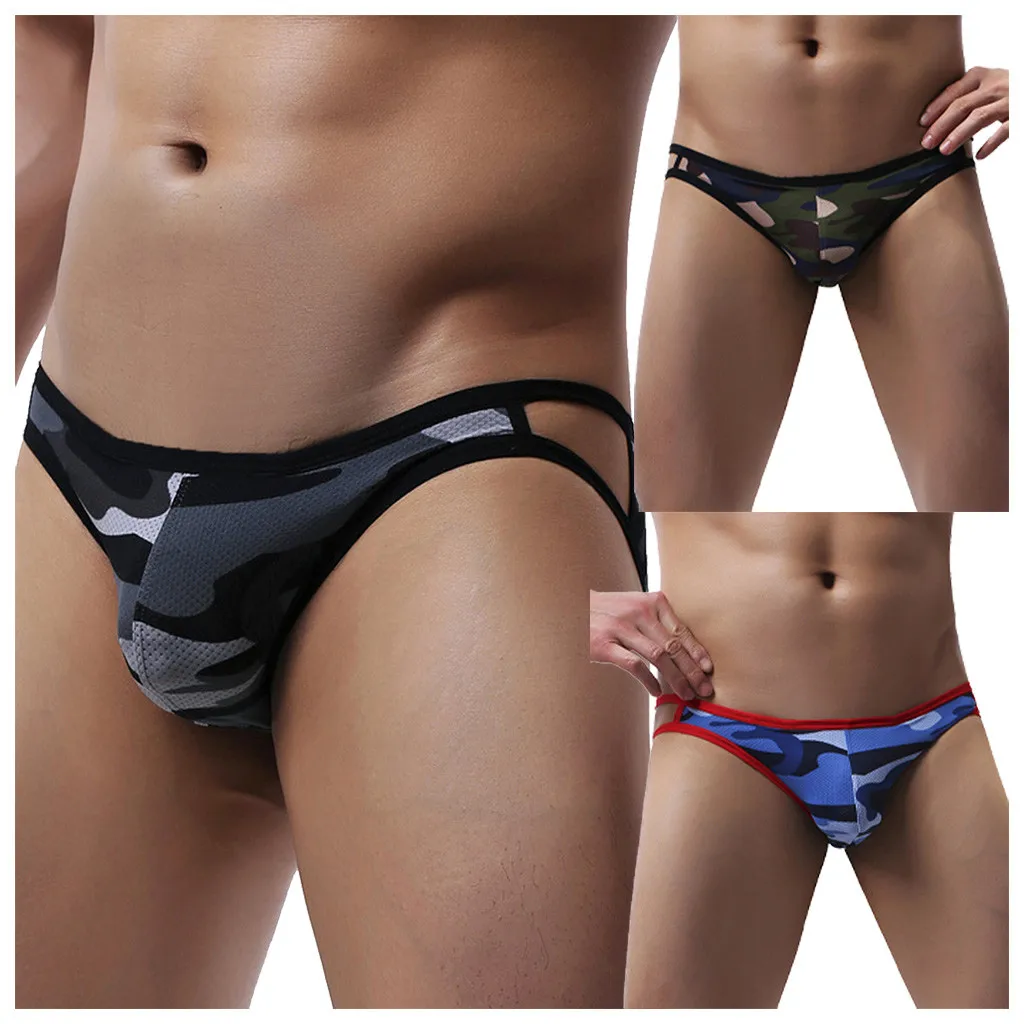 Мужское нижнее белье камуфляжные бесшовные трусы с низкой талией мужские