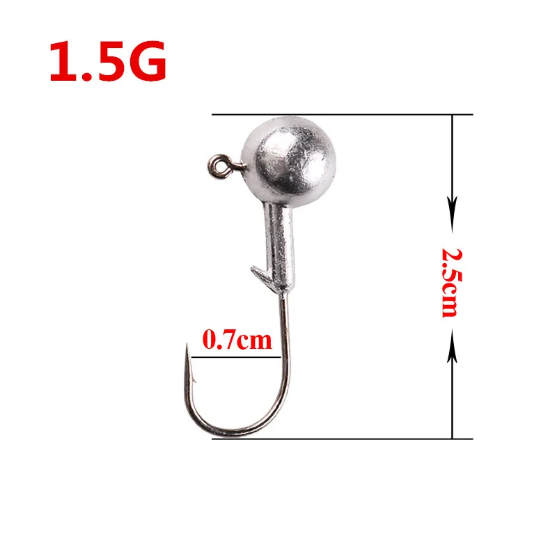 1.5g 1 коробка(20-50 шт.) свинцовая головка рыболовный крючок 1 г-20 г Крючки для мягкой рыбалки приманка колючий крючок высокое качество рыболовные принадлежности PESCA - Цвет: 1.5g