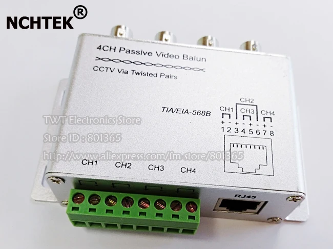 NCHTEK 4CH видео балун коннектор адаптер 4 порта фильтруемый Пассивный CCTV UTP RJ45 Cat5