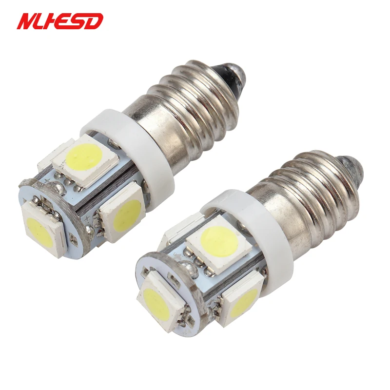 100 шт 6V E10 5050 светодиодный AC/DC 12V 5SMD 5 чистый белый теплый холодный красные синие