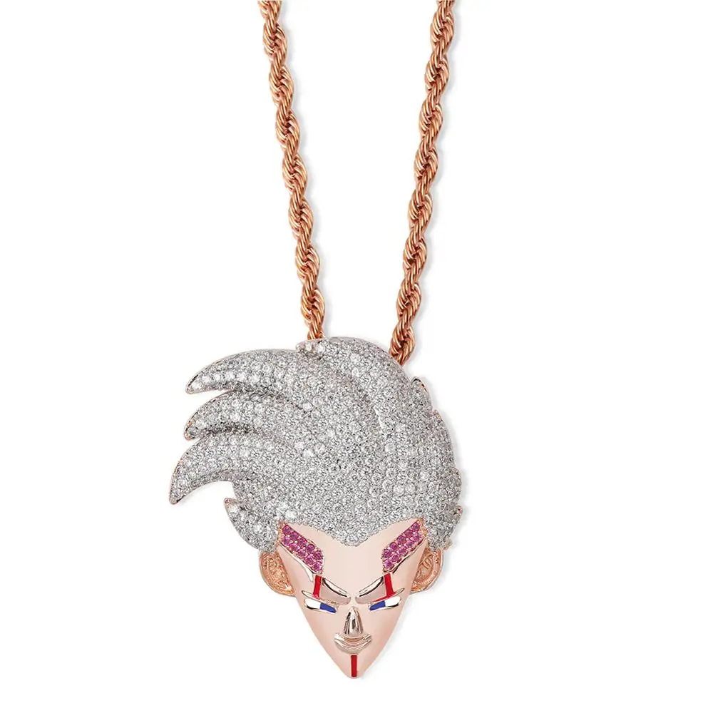 Rosegold Jinao для хип-хопа ювелирные изделия из льдом цепи Жемчуг дракона супер ребенок Вегета кулон кубический циркон ожерелья на заказ для мужчин подарки - Окраска металла: Rosegold