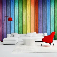 rainbow colored wood board wallpaper modern art interior decoration wall painting wall mural wall papers home decor living room