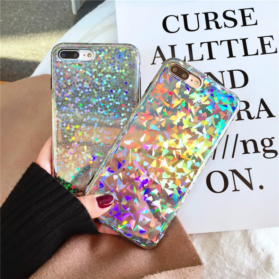 Kerzzil роскошный Радужный блестящий чехол для телефона iPhone 8 X Cool Laser красочные
