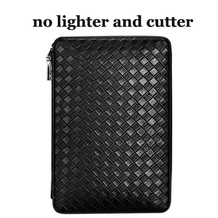 no lighter cutter COHIBA кожа кедр выстроились путешествия портсигар чехол Humidor с резак зажигалка набор с увлажнителем для 4 сигар - Цвет: no lighter cutter