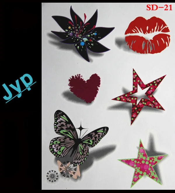 Сексуальная 3d татуировки Бабочка красочные растения pattern женщины продукты секса