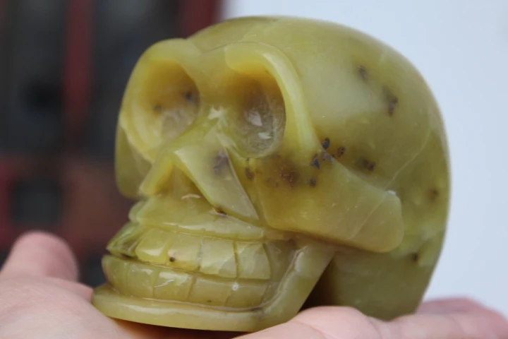 

738g Natural Lemon jade quartz crystal skull to hea