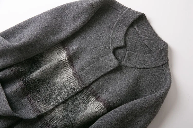 2018 autumn and winter new women's high-end boutique wool blend seven-point sleeve knit cardigan coat |